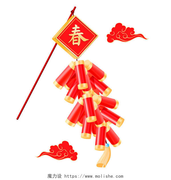 红色中国喜庆传统活动庆祝吉祥微立体春节鞭炮元素元旦新年鞭炮